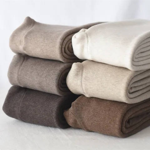 Women Winter Fleece Lined Thickened Thermal Warm Tights Solid Color Vertical Striped Footed Stirrup Leggings Pants