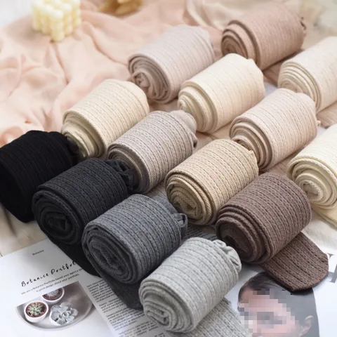 Medias Gruesas de Invierno para Mujer Estilo Japonés Color Sólido Corte Ajustado Alta Elasticidad Medias Acanaladas Suaves Leggings Térmicos