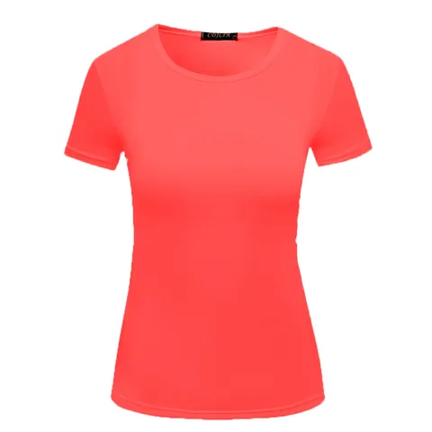 Dames Casual Effen Kleur Korte Mouw T-Shirt Basis Slim Fit Ronde Hals Polyester Top