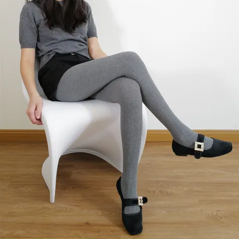 Women Winter Thickened Jacquard Tights Retro Solid Color High Elasticity Footed Pantyhose Slim Fit Daily Bottoms