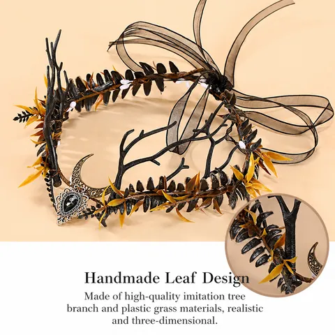 Diadema de Guirnalda de Ramas y Astas Góticas de Halloween Corona de Elfo Tocado de Espinas para Fiestas Accesorios para el Cabello
