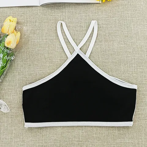 Women Summer Halter Crop Top Backless Sleeveless Color Block Knit Tube Top Sexy Streetwear Fashion Clubwear Clothing