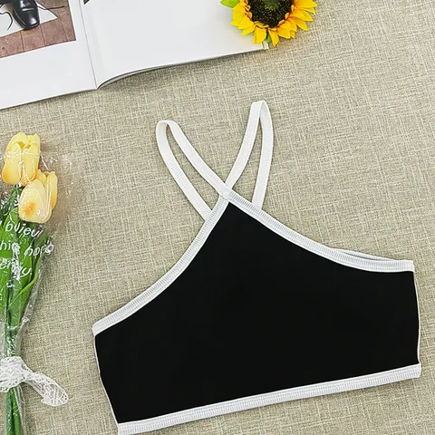 Women Summer Halter Crop Top Backless Sleeveless Color Block Knit Tube Top Sexy Streetwear Fashion Clubwear Clothing