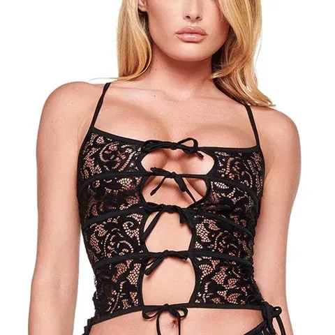 Women's Sexy Lace Cami Top Y2K European Style Patchwork Sleeveless Crop Top