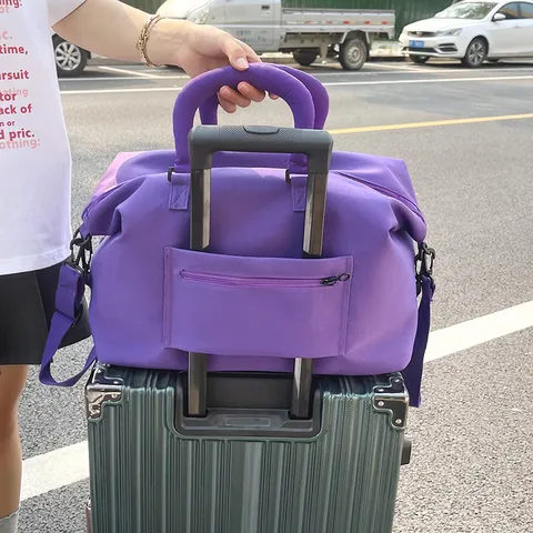 Large Capacity Nylon Travel Gym Bag Foldable Thick Shoulder Duffel Bag Unisex Sports Training Handbag Short Distance Overnight Bag