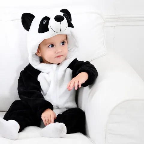 Infant Baby Flannel Animal Romper Cute Cartoon Hooded Jumpsuit Autumn Winter Toddler Boy Girl Onesie Pajamas Costume