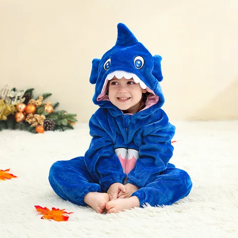 Infant Baby Flannel Animal Onesie Romper Cute Cartoon Hooded Jumpsuit Newborn Winter Warm Sleepwear