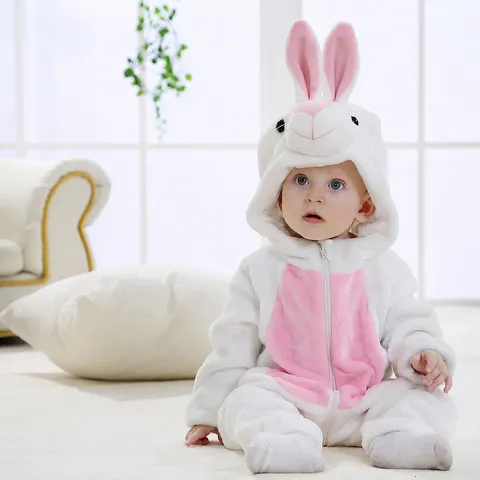 Baby Flannel Jumpsuit Cute Animal Hooded Romper Newborn Warm Winter Infant Rompers Toddler Boy Girl Sleepwear Clothes