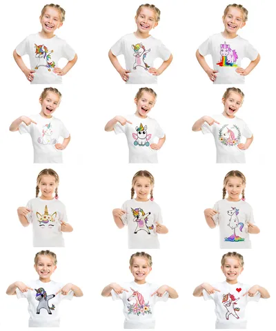Παιδικό Casual T-Shirt Κοντό Μανίκι Καλοκαίρι Χριτό Top Μονόκερος Παιδιά Πολυεστέρας Πουλόβερ Στρογγυλή Λαιμόκοψη Καθημερινά Ρούχα