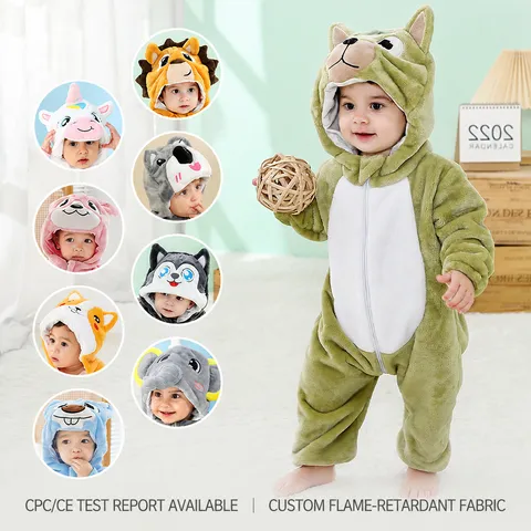 Infante Bebé Franela Animal Monos Dibujos Animados Con Capucha Mameluco Lindo Invierno Cálido Onesie Disfraz de Niño Ropa de Dormir