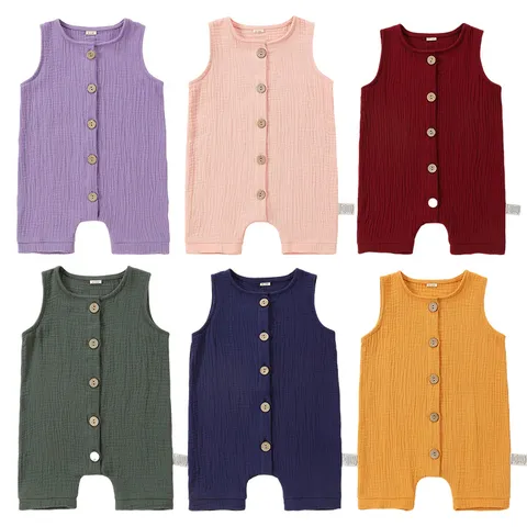 Infant Baby Cotton Romper Solid Color Sleeveless Breathable Summer Bodysuit Newborn Casual Cute Baby Clothes