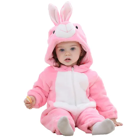 Baby Flannel Jumpsuit Cute Animal Hooded Romper Newborn Warm Winter Infant Rompers Toddler Boy Girl Sleepwear Clothes