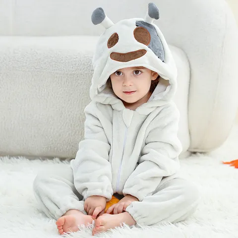 Bebé Niño Pequeño Animal Franela Mameluco Dibujos Animados Halloween Navidad Fiesta Cosplay Romper Con Capucha Ropa De Dormir