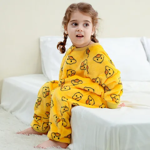 Tutina in Flanella con Disegno per Bambini Tema Natalizio Pigiama da Neonato Tuta Termica con Animali Carini Abiti per la Casa