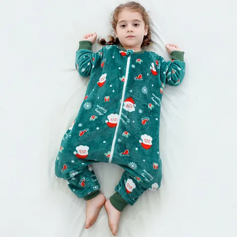 Tutina in Flanella con Disegno per Bambini Tema Natalizio Pigiama da Neonato Tuta Termica con Animali Carini Abiti per la Casa