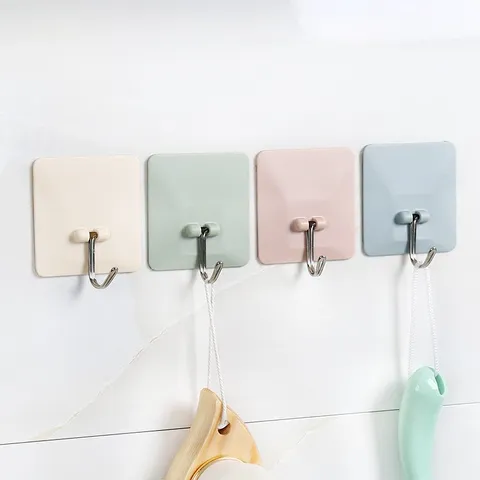 Heavy Duty Wall Hooks Seamless Sticky Hooks Punch Free Hangers For Kitchen Bathroom Storage Organizing