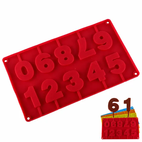 Digital Numbers Silicone Chocolate Lollipop Mold Candy Cake Baking Mould DIY Kitchen Bakeware Tool