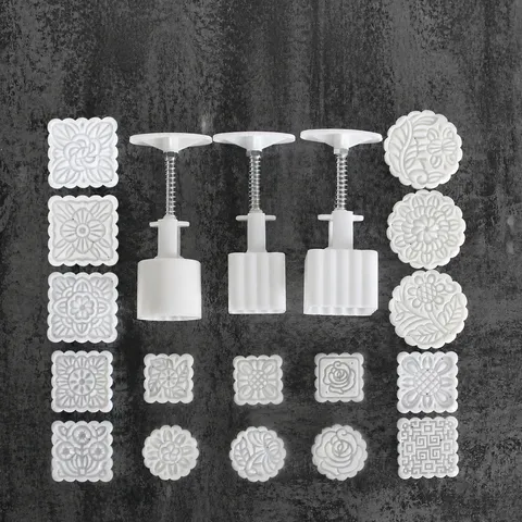 Hand Pressed Mooncake Mold Three Dimensional Traditional Pastry Mold Food Grade Plastic DIY Baking Tool