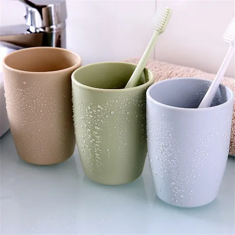 Modern Minimalist Plastic Mouthwash Cup Solid Color Eco-Friendly Toothbrush Cup Couple Home Bathroom Drinking Cup