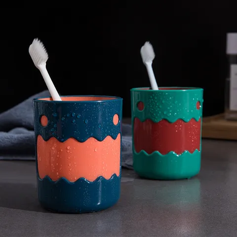 Leuke Cartoon Kleine Monster Mondwaterbeker Huishouden Plastic Dubbele Laag Tandenborstelbeker Waterbeker Voor Volwassenen Kinderen