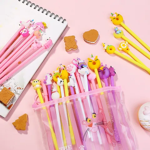 Cute Unicorn Cartoon Gel Pen Set Student Writing Stationery With Clear PVC Zipper Storage Bag Colorful Writing Pens