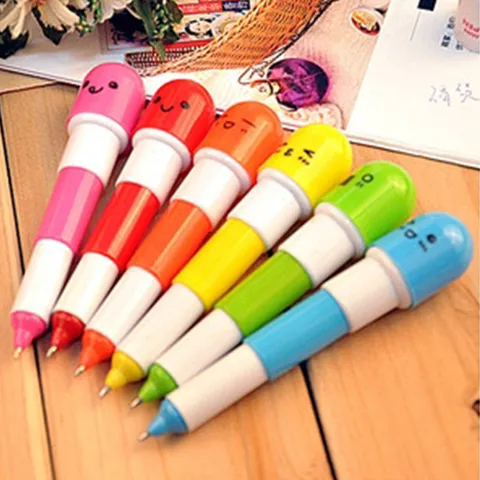 Creative Cartoon Pill Ballpoint Pen Telescopic Cute Smile Expression Plastic Writing Pen Student Stationery Gift