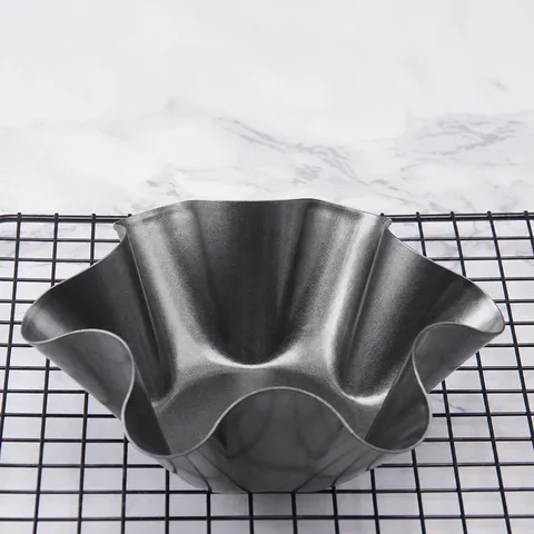 Molde de Horno de Forma Floral de Acero al Carbono Antiadherente Borde Ondulado Bandeja de Pastel Utensilios de Cocina para Pan Tazón de Ensalada