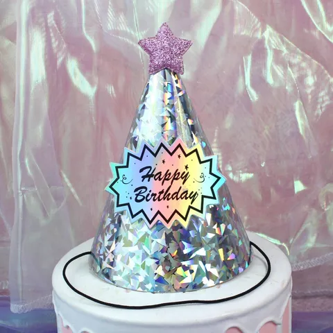 Shiny Cone Birthday Party Hat Glitter Star Paper Hats Kids Birthday Celebration Party Decorations Accessories