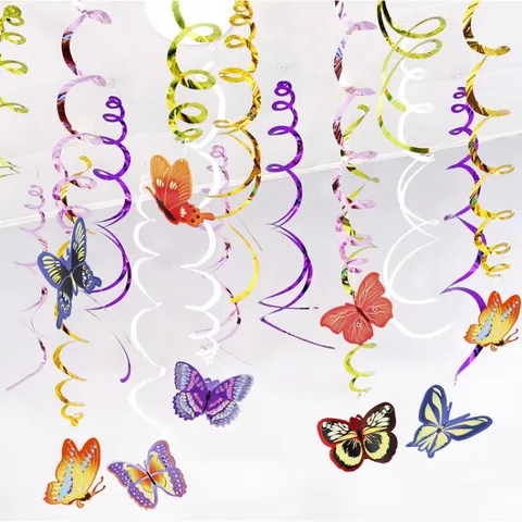 Adornos Colgantes en Espiral de PVC con Tema de Mariposa Serpentinas Coloridas Decoraciones de Fiesta para Cumpleaños Festival Jardín de Infantes