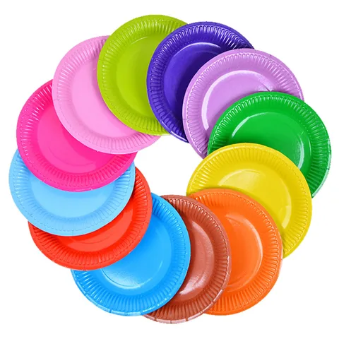 Einweg Pappteller Einfarbig Geprägt Runder Geschirr Für Geburtstag Party Kinder DIY Handwerk Hochzeit Küche Zubehör