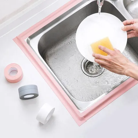 Nastro Antidiffusione Impermeabile Striscia Sigillante per Cucina PVC Autoadesivo Adesivo per Angolo Parete per Bagno WC Lavandino Vasca