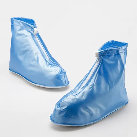 Waterproof PVC Rain Shoe Covers Reusable Non-Slip Overshoes With Zipper And Drawstring For Outdoor Hiking Travel Men Women