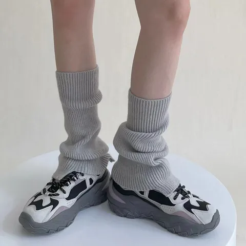Calentadores de Piernas de Punto Cálidos de Invierno para Mujer Casual Color Sólido Calcetines Largos Slouchy Acrílico Accesorios de Moda