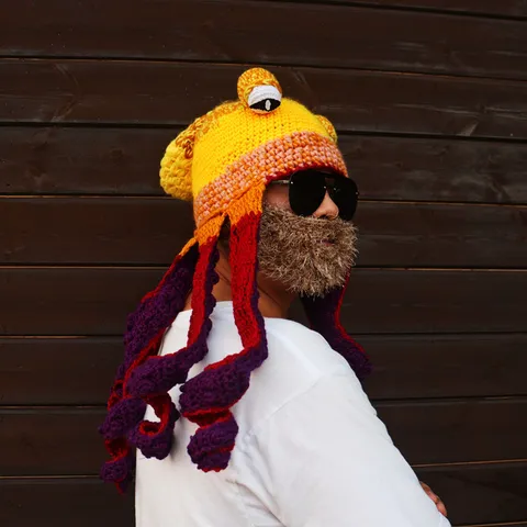 Novelty Octopus Knitted Beanie Hat Cute Funny Animal Tentacle Warm Skull Cap Halloween Party Costume Accessories