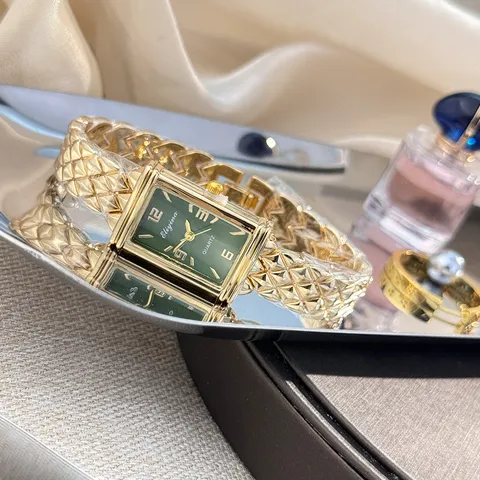 Elegante Vintage Rechteck Quarz Uhr Für Damen Retro Metall Blasen Armband Leichter Luxus Armbanduhr Schmuck Geschenk