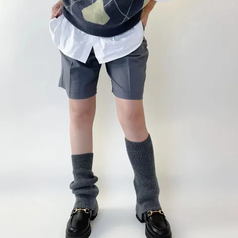 Calentadores de Piernas de Punto Cálidos de Invierno para Mujer Casual Color Sólido Calcetines Largos Slouchy Acrílico Accesorios de Moda