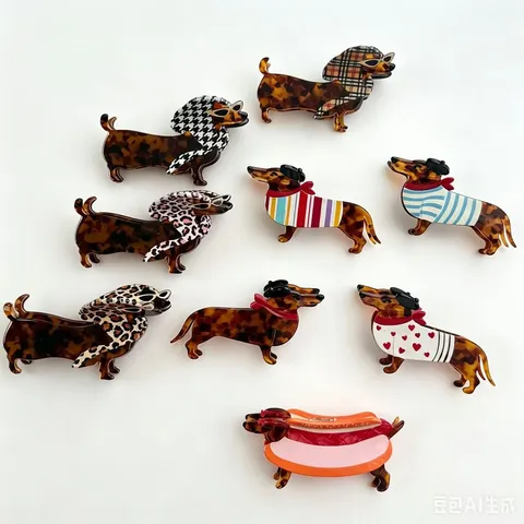 Cute Dachshund Dog Cellulose Acetate Hair Claw For Women Cartoon Animal Hair Clip Shark Clip For Back Of Head Hair Styling Accessories