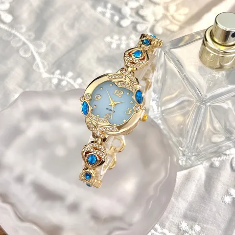 Reloj de Cuarzo de Lujo para Mujer Pulsera de Strass Pez Koi Esfera de Nácar Elegante Reloj de Pulsera con Cadena de Aleación Joyería Regalo para Mujer