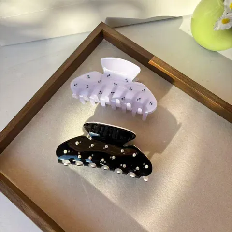 Eleganter Acryl Strass Haarkralle Clip Mit Künstliche Perle Geometrischer Rutschfester Haarekralle Haarschmuck Für Damen