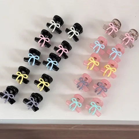 Korean Sweet Mini Bow Hair Claw Clips For Women Girls Cute Alloy Small Hair Clips For Bangs Princess Hairstyle Head Accessories