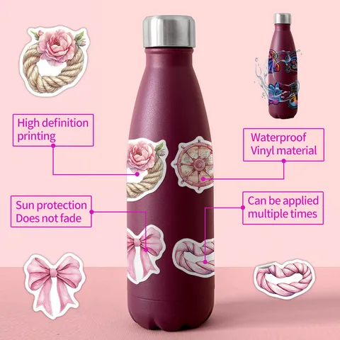 Adesivi In Vinile Impermeabili Estate Rosa Con Design Di Graffiti Estetici Creativi. Perfetti Per Decorare Borracce E Valigie