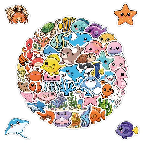 Simpatici Adesivi Graffiti Impermeabili di Vita Marina Decals di Animali Cartoon Per Bottiglia d'Acqua Laptop Valigia In Vinile