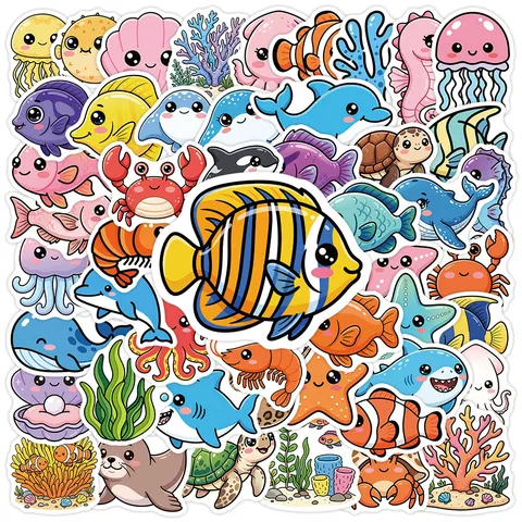 Simpatici Adesivi Graffiti Impermeabili di Vita Marina Decals di Animali Cartoon Per Bottiglia d'Acqua Laptop Valigia In Vinile