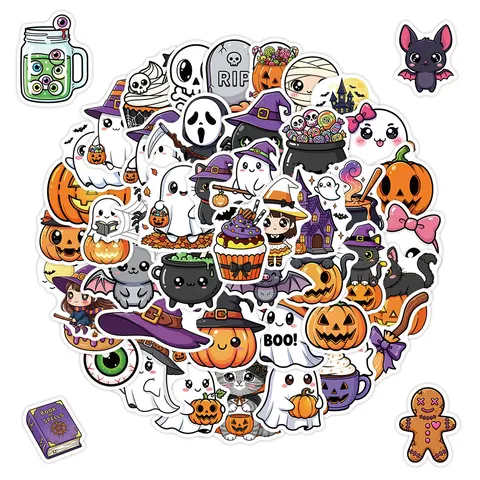 Adesivi Graffiti di Halloween in PVC Impermeabile Simpatici Zucca Fantasma Decalcomanie Per Bottiglia d'Acqua Telefono Portatile