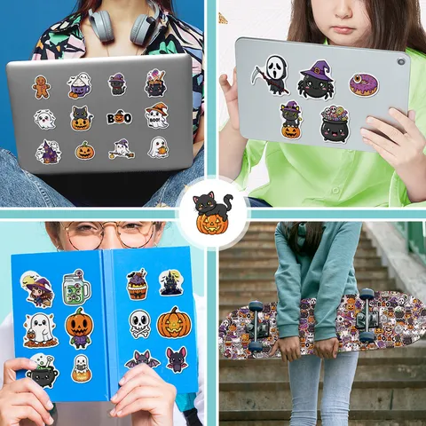 Adesivi Graffiti di Halloween in PVC Impermeabile Simpatici Zucca Fantasma Decalcomanie Per Bottiglia d'Acqua Telefono Portatile
