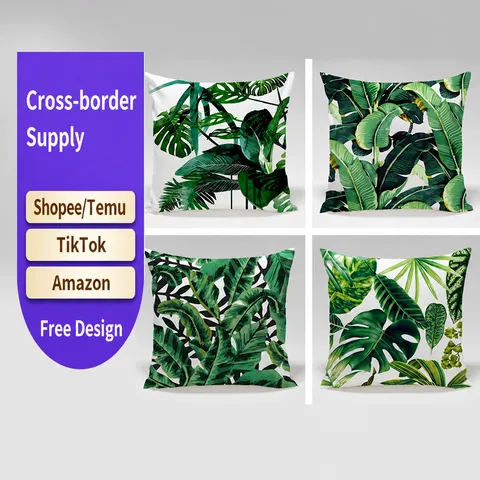 Tropical Plant Digital Printed Decorative Throw Pillow Cover For Sofa Living Room Home Decor Without Pillow Core