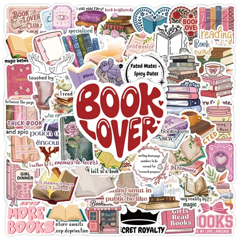 Pegatinas de Graffiti de PVC Impermeables para Amantes de los Libros Calcomanías Creativas con Tema de Lectura para Botella de Agua Teléfono Portátil DIY