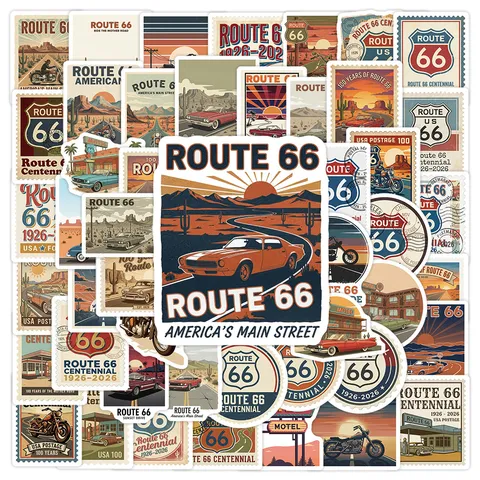 Adesivi Graffiti Vintage Route 66 Decalcomanie In Vinile Impermeabili Per Bottiglia D'acqua Bagagli Laptop Forniture Artigianali