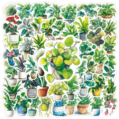 Adesivi Graffiti Piante D'Interno Verdi PVC Impermeabile Simpatici Cartoni Animati Decalcomanie Per Decorazione DIY Artigianato