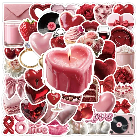 Adesivi Impermeabili Graffiti di San Valentino Carino Amore Cuore Rosa DIY Decalcomanie Per Telefono Portatile Diario